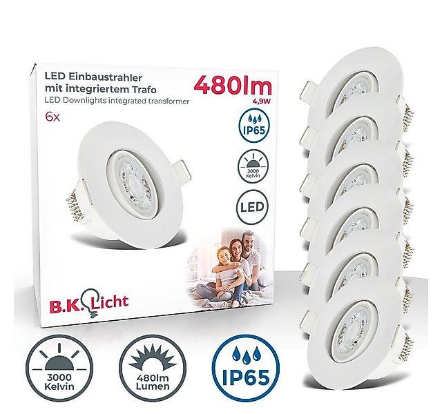 B.K.Licht LED Einbaustrahler 6 LED Bad-Einbauleuchten 230V ultraflach Feuch günstig online kaufen