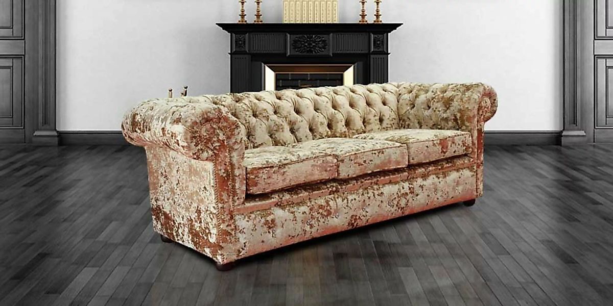 JVmoebel Sofa Luxus Moderner Chesterfield Dreisitzer Stoff Bezug Neue Couch günstig online kaufen