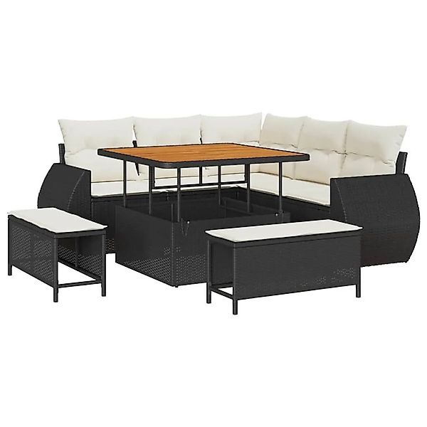 vidaXL Gartensofa-set mit Kissen 8-Tlg Schwarz und Creme Poly-Rattan 336381 günstig online kaufen