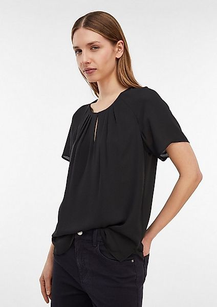 comma Kurzarmbluse Bluse Kurzarm-Bluse aus Crêpe-Chiffon mit Raffung günstig online kaufen