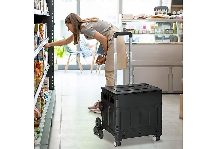 HOMCOM Einkaufstrolley Einkaufswagen mit Verstellbarem Teleskop-Griff, mit günstig online kaufen