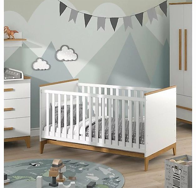 VitaliSpa® Kinderbett Babybett Juniorbett MALIA 70x140cm Weiß Eiche Matratz günstig online kaufen