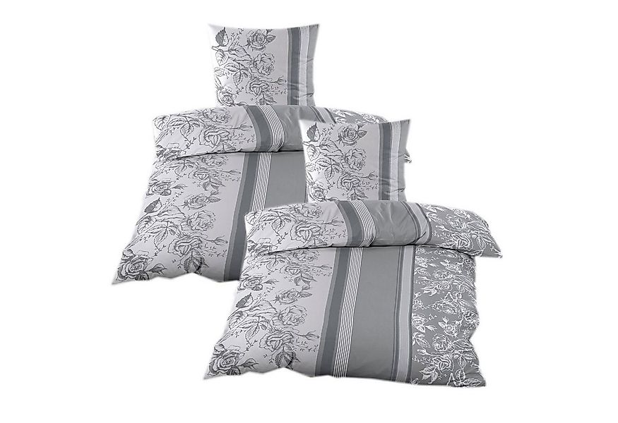 Casa Colori Bettwäsche Biber 135x200 cm mit Reißverschluss aus 100% Baumwol günstig online kaufen