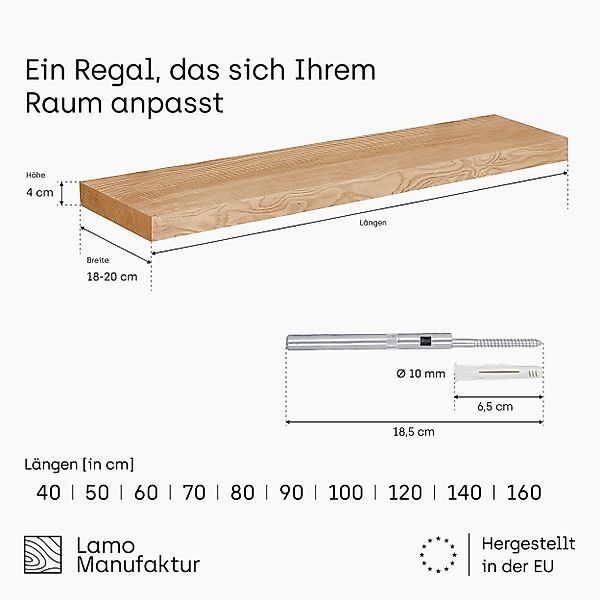 LAMO Manufaktur Wandregal Invisible: Schweberegal 40 günstig online kaufen