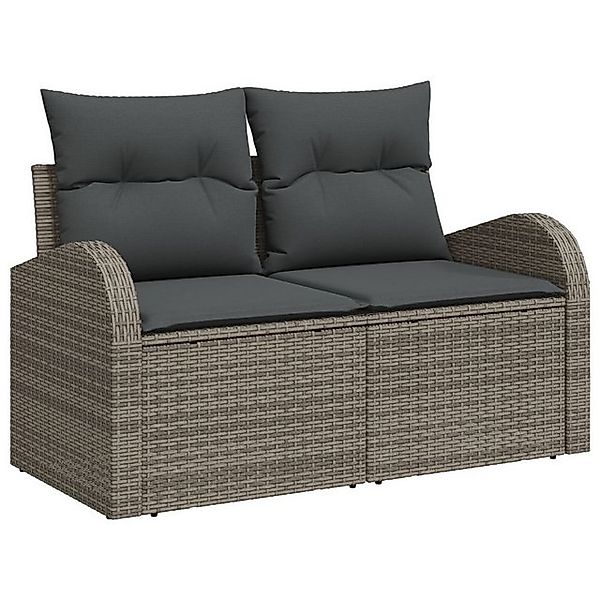 vidaXL Loungesofa 2-Sitzer Garten Sofa mit Stauraum & Kissen Grau Poly Ratt günstig online kaufen