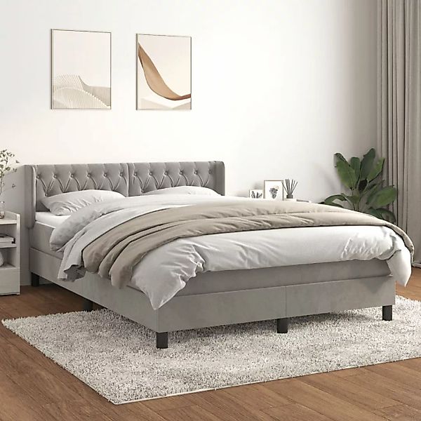 Vidaxl Boxspringbett Mit Matratze Hellgrau 140x200 Cm Samt günstig online kaufen