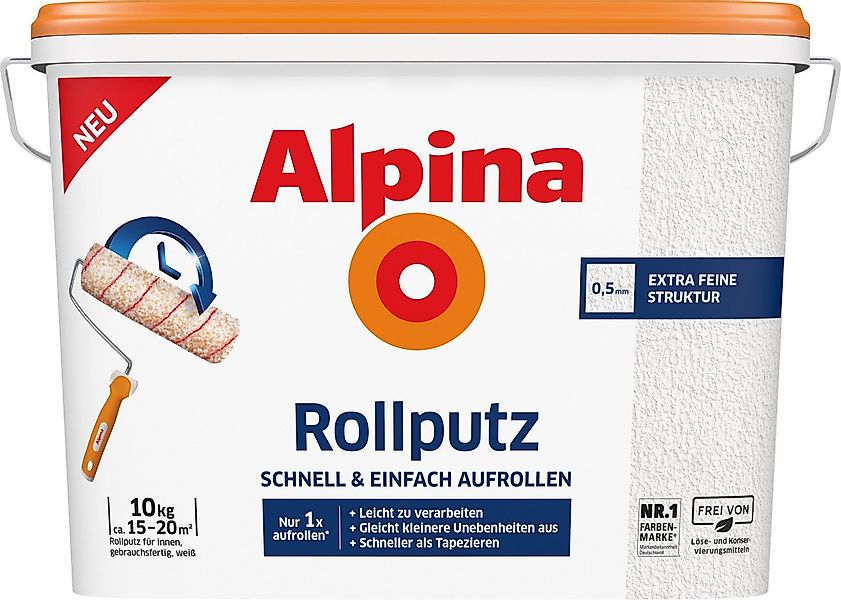 Alpina Zementputz Alpina Rollputz 10 kg 0,5 mm Körnung weiß günstig online kaufen