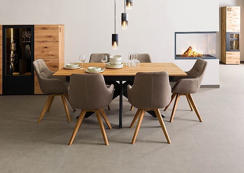 Massivmoebel24 Esstisch Esstisch verlängerbar Wildeiche 180-265x100 natur g günstig online kaufen