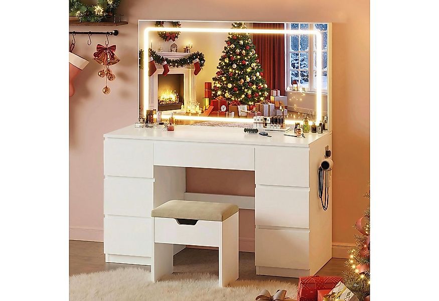 HOMALL Schminktisch Großer Schminktisch, Maße 115/120 x 40 x 140 cm, mit Sc günstig online kaufen