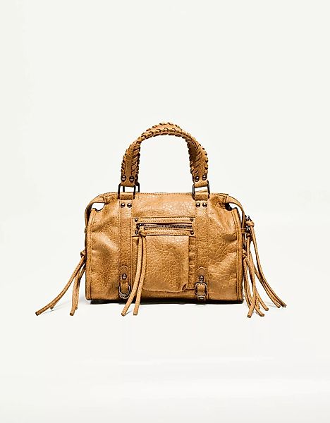 Bershka Bowling-Tasche In Verschlissener Optik Mit Bändern Damen Camel günstig online kaufen