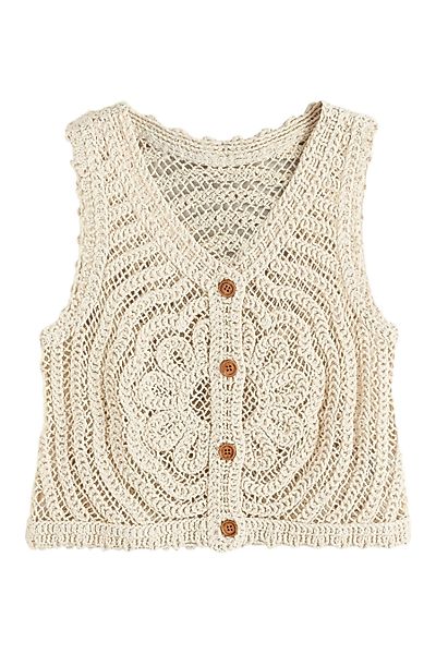 Next Strickjacke Geknöpfte Weste mit Häkelblumen günstig online kaufen
