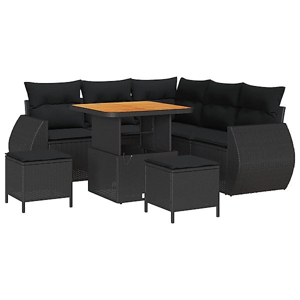 vidaXL Gartensofa-Set mit Kissen 8 Stk Schwarz Poly-Rattan 3363819 günstig online kaufen