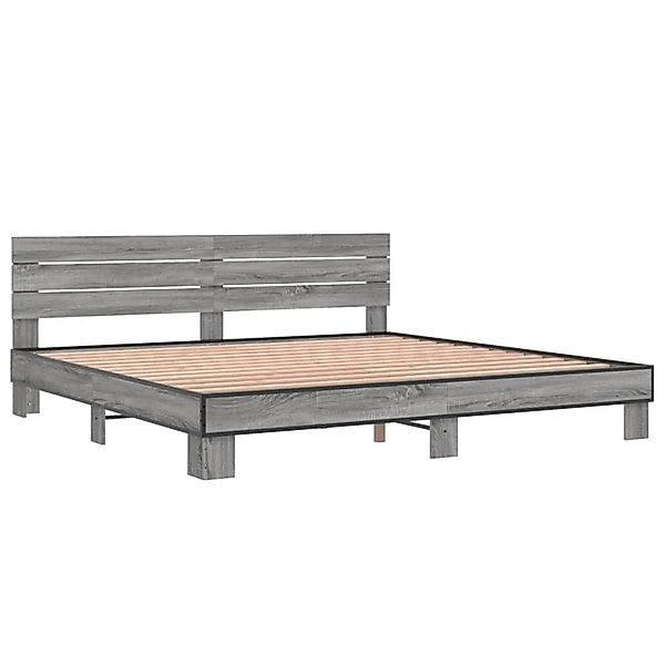 vidaXL Bettgestell Grau Sonoma 200x200 cm Holzwerkstoff und Metall 3280130 günstig online kaufen