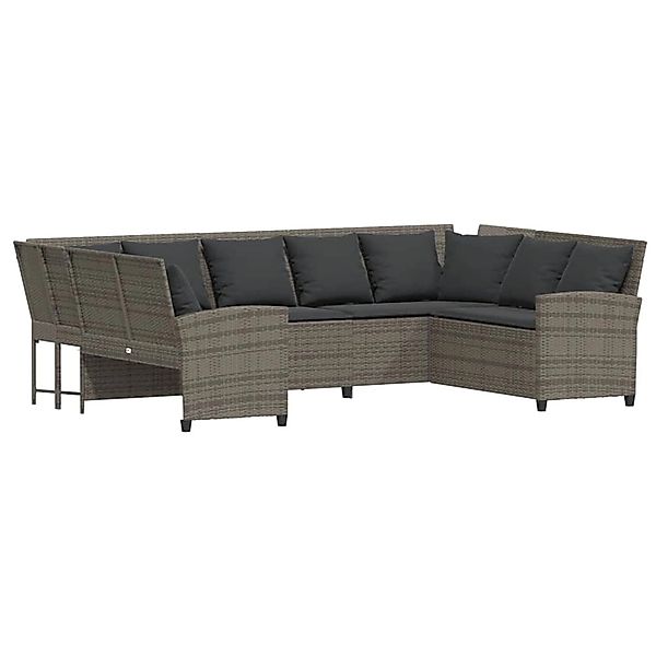vidaXL Gartensofa mit Kissen Grau Poly Rattan 3365331 günstig online kaufen