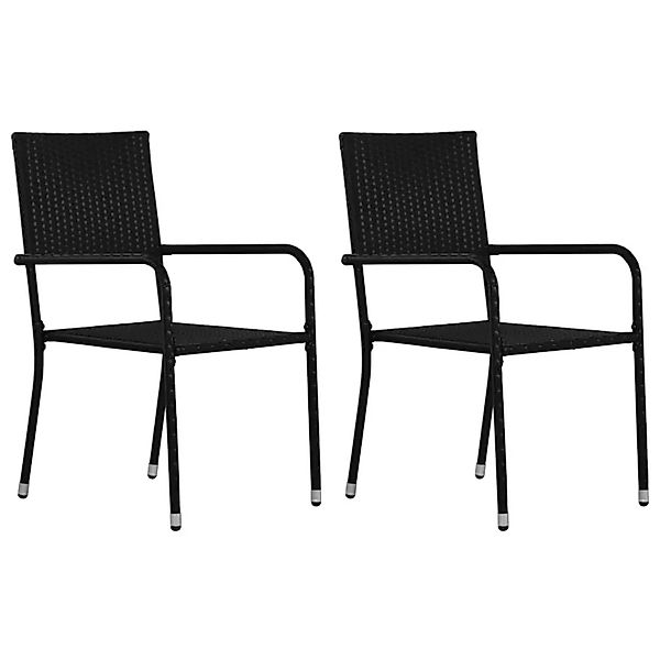 vidaXL Garten-Essstühle 2 Stk Stapelbar Schwarz Poly Rattan 318698 günstig online kaufen