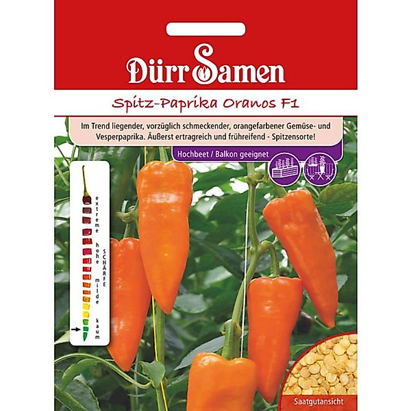 Dürr Samen Spitz-Paprika Oranos F1 Saatgut günstig online kaufen