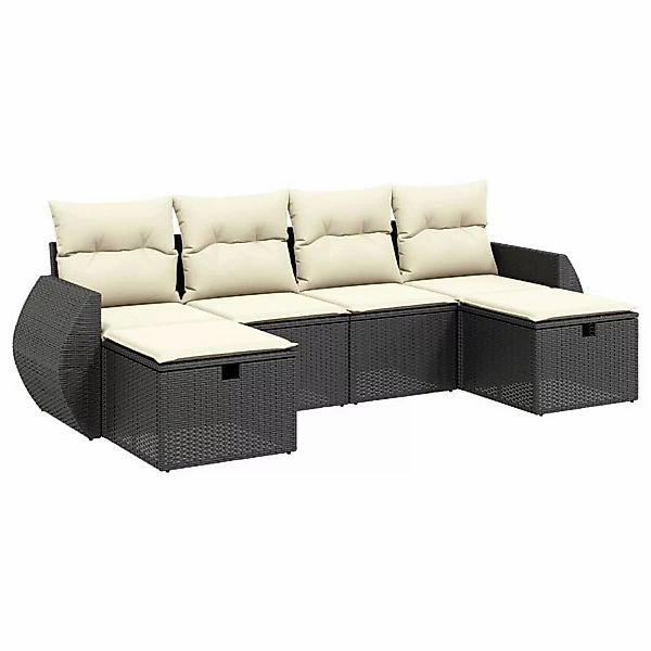 vidaXL 6-tlg Garten-Sofagarnitur mit Kissen Schwarz Poly Rattan Modell 178 günstig online kaufen