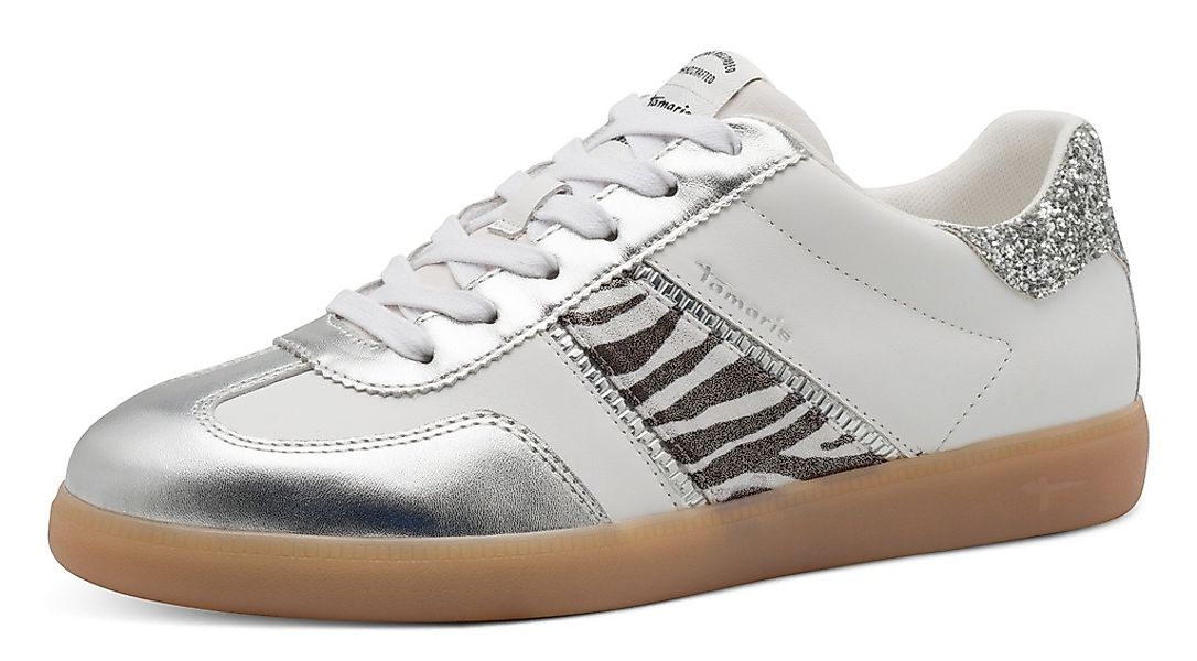 Tamaris Sneaker, Freizeitschuh, Halbschuh, Schnürschuh mit Glitter an der F günstig online kaufen