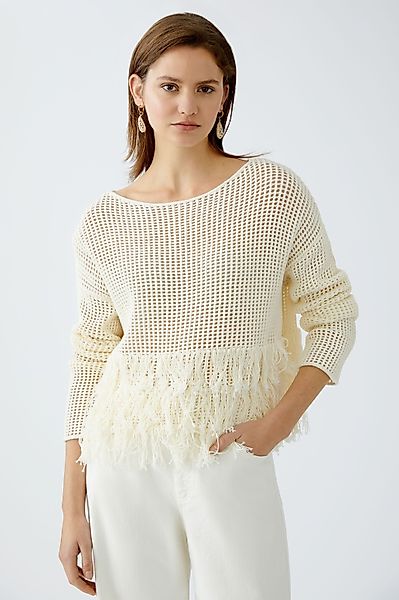 Oui Rundhalspullover Pullover Baumwollmischung günstig online kaufen