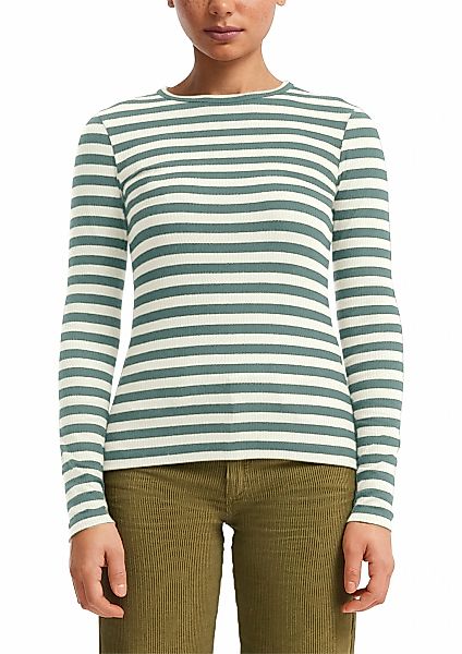 QS Langarmshirt Sommershirt, geringelt, Ripp-Ware günstig online kaufen