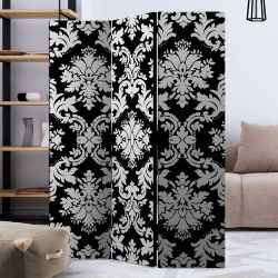Vintage Stil Paravent mit Ornament Muster Schwarz und Weiß günstig online kaufen