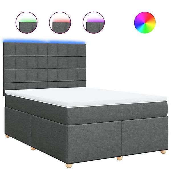 vidaXL Boxspringbett mit Matratze Dunkelgrau 140x190 cm Stoff 3293576 günstig online kaufen