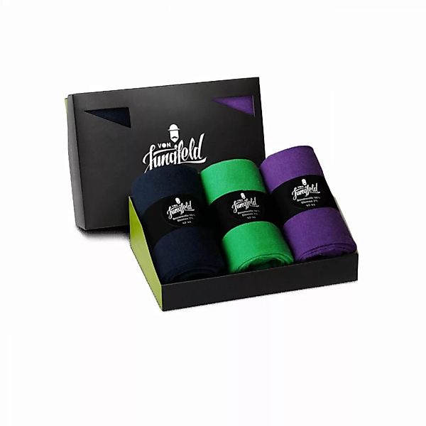 Von Jungfeld 3er Pack Herren Socken, Geschenkbox, gemischte Farben Lila/Grü günstig online kaufen