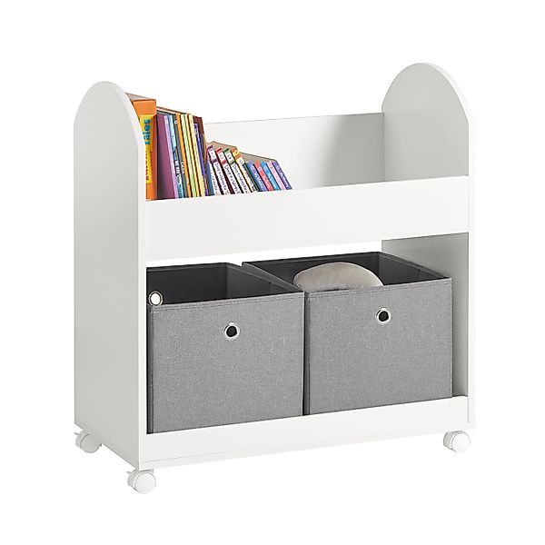 SoBuy Kinderregal mit 2 Stoffboxen Bücherregal Aufbewahrungsregal KMB53-W günstig online kaufen