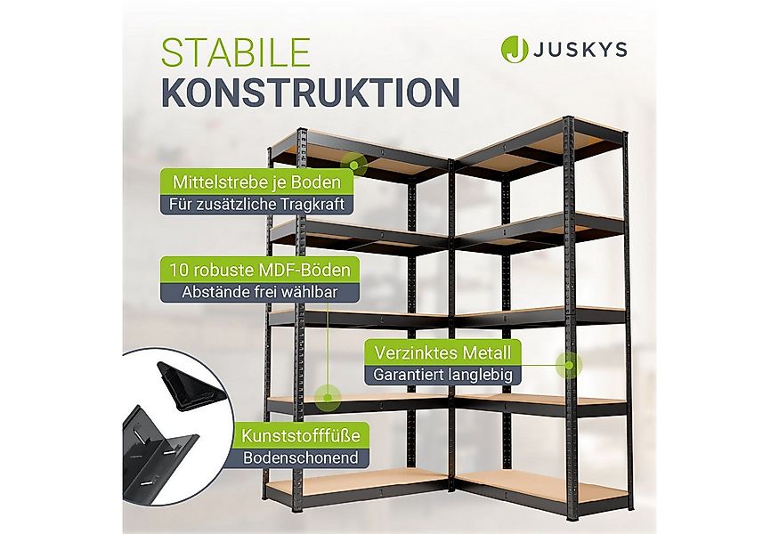 Juskys Schwerlastregal Basic, 2-tlg., Regalsystem mit 10 Einlegeböden, je 1 günstig online kaufen