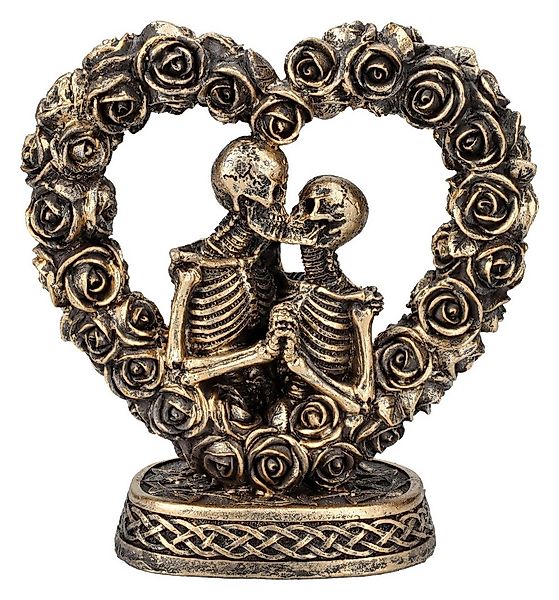 Figuren Shop GmbH Dekofigur Skelett Figur - Liebespaar in Rosenherz bronzef günstig online kaufen