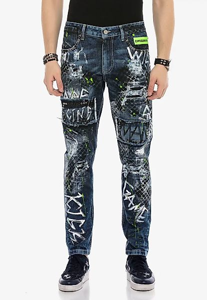 Cipo & Baxx Bequeme Jeans, mit Farbspritzern und Nieten günstig online kaufen