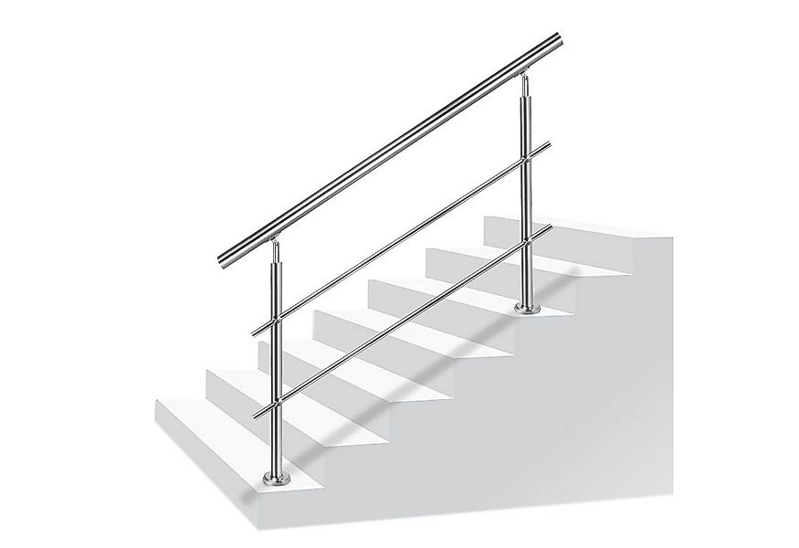 FIVMEN Treppengeländer Handlauf Edelstahl Geländer mit 2 Pfosten Brüstungsg günstig online kaufen