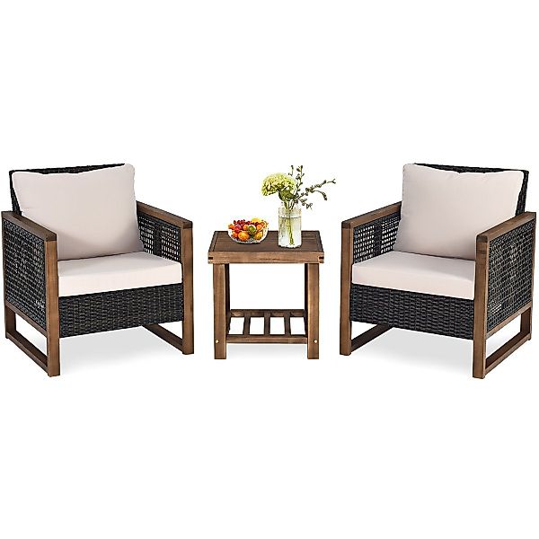 COSTWAY Balkonset, 3-tlg, 2 Personen, Rattan, günstig online kaufen