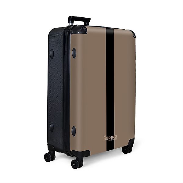 NoBoringSuitcases.com© Hartschalen-Trolley Hellbraun mit schwarzem Streifen günstig online kaufen