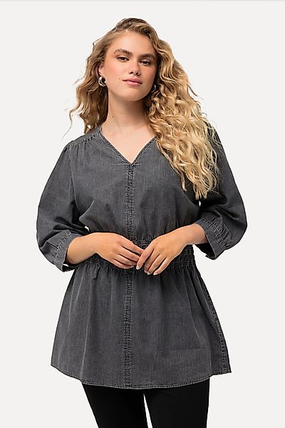 Ulla Popken Longbluse Jeansbluse Quernaht A-Linie günstig online kaufen