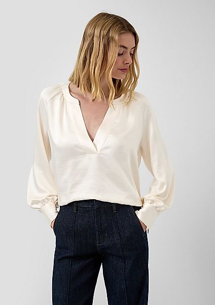 s.Oliver Langarmbluse Bluse Bluse aus Satin mit tiefem V-Ausschnitt günstig online kaufen