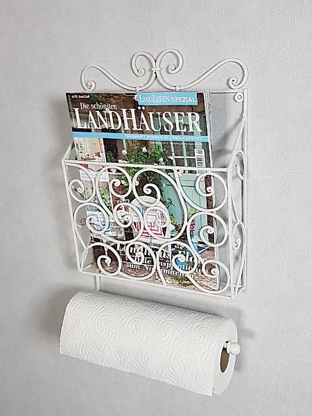 Ambiente Haus Deko-Wandregal "Zeitungs-/Toilettenrollenhalter - weiß", (1 S günstig online kaufen