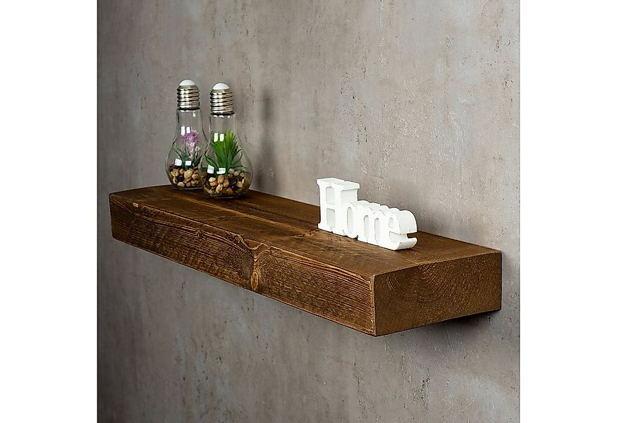 Levandeo® Wandregal, levandeo Wandregal Holz Massiv 80x20cm Nussbaum Farbig günstig online kaufen