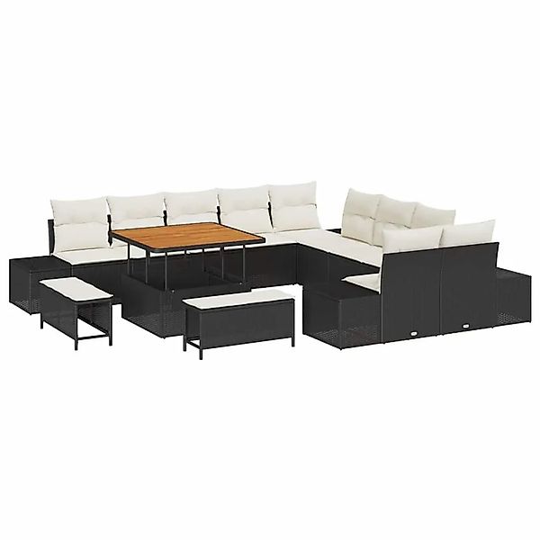 vidaXL Gartensofa-set mit Kissen 13-Tlg Schwarz Poly-Rattan 3364785 günstig online kaufen