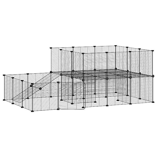 vidaXL 44-Tlg Haustierkäfig mit Tür Schwarz 35x35 cm Stahl Modell 2 günstig online kaufen