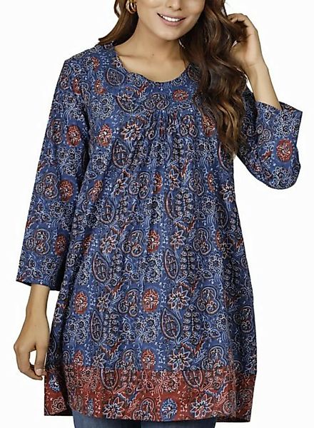 Guru-Shop Longbluse Boho Maxitunika, sommerliches Minikleid - blau alternat günstig online kaufen