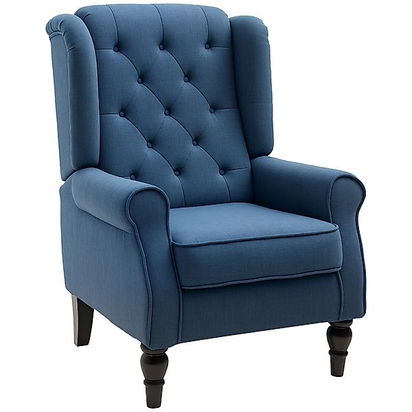 HOMCOM Einzelsessel mit Tufting Polyester Holz Blau B74 x T86 x H102 cm günstig online kaufen
