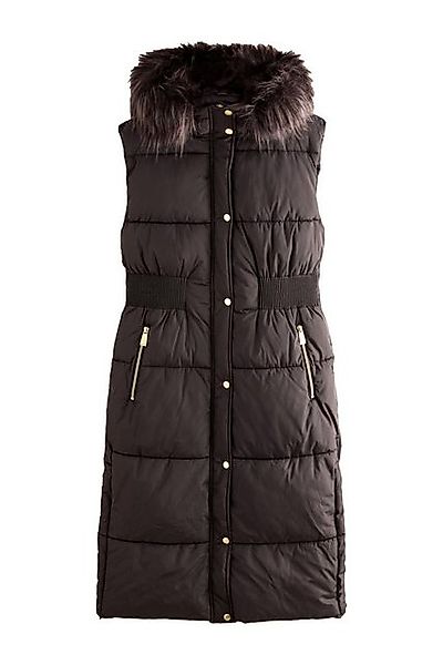 Next Steppweste Tailliertes Gilet mit Kunstfellkapuze günstig online kaufen