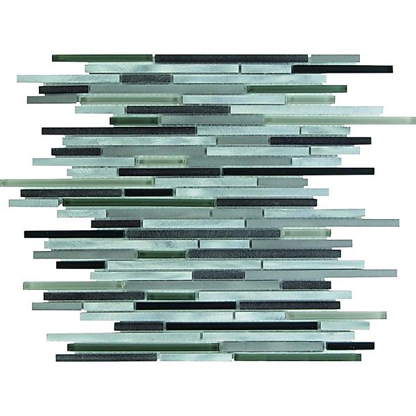 Mosaikmatte Glas Aluminium Black Grey 30 cm x30 cm günstig online kaufen