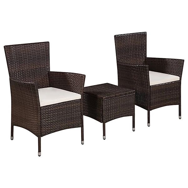 vidaXL 3-tlg Bistro-Set Poly Rattan Braun günstig online kaufen