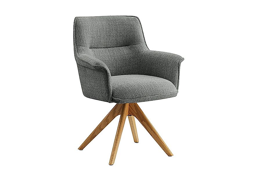 riess-ambiente Drehstuhl LE GRAND grau / natur - Chenille, Eiche, Massivhol günstig online kaufen