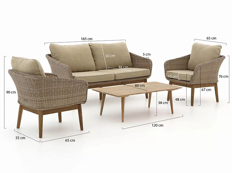 Intenso Borgetto/ROUGH-K Sessel-Sofa Lounge-Set 4-teilig günstig online kaufen