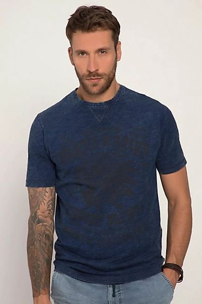 JP1880 T-Shirt T-Shirt Halbarm Print Indigo-Färbung Rundhals günstig online kaufen