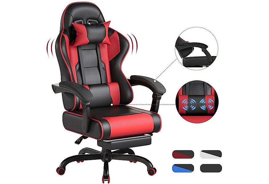 HOMALL Gaming-Stuhl Massage Bürostuhl mit Fußstütze,Kopfstütze Gaming Chair günstig online kaufen