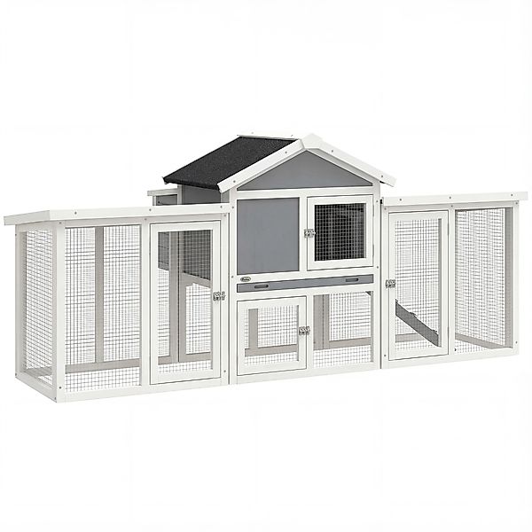 PawHut Hühnerstall-/Hasenstall Chalet-Modell, multifunktional: Rampen, Nist günstig online kaufen